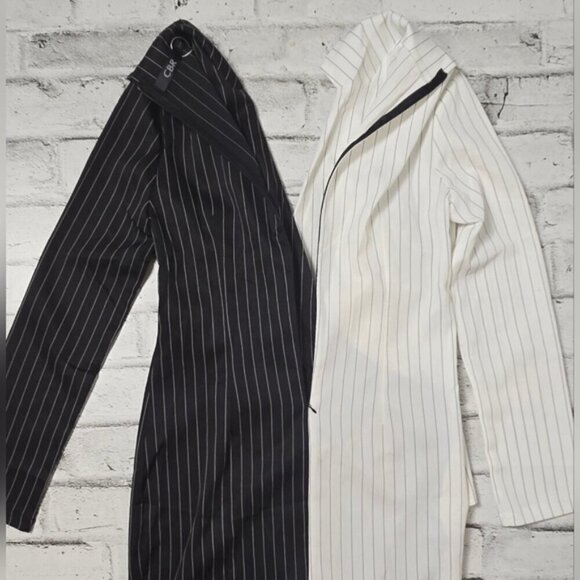 CBR Turn Down Neck Long Sleeve Buttons Striped Patchwork Bodycon Dress ~ NWT - Picture 14 of 16